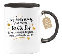 Café-Croissant - Mug Les Bons Amis C'est Comme Les Étoiles - Noir/Céramique | Mug avec citation inspirante sur l'amitié