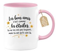 Café-Croissant - Mug Les Bons Amis C'est Comme Les Étoiles - Rose/Céramique | Mug avec citation inspirante sur l'amitié