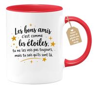 Café-Croissant - Mug Les Bons Amis C'est Comme Les Étoiles - Rouge/Céramiqu | Mug avec citation inspirante sur l'amitié