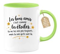 Café-Croissant - Mug Les Bons Amis C'est Comme Les Étoiles - Vert/Céramique | Mug avec citation inspirante sur l'amitié