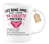 Café-Croissant - Mug Les Bons Amis Comme Ta Culotte Préférée - Blanc/Cérami | Amusant et Confortable, Idéal pour les Bons Amis