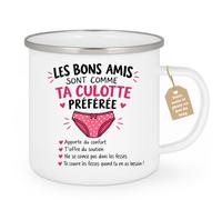 Café-Croissant - Mug Les Bons Amis Comme Ta Culotte Préférée - Blanc/Emaill | Amusant et Confortable, Idéal pour les Bons Amis