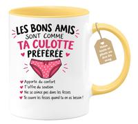 Café-Croissant - Mug Les Bons Amis Comme Ta Culotte Préférée - Jaune/Cérami | Amusant et Confortable, Idéal pour les Bons Amis
