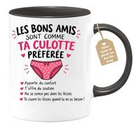 Café-Croissant - Mug Les Bons Amis Comme Ta Culotte Préférée - Noir/Céramiq | Amusant et Confortable, Idéal pour les Bons Amis