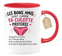 Café-Croissant - Mug Les Bons Amis Comme Ta Culotte Préférée - Rouge/Cérami | Amusant et Confortable, Idéal pour les Bons Amis