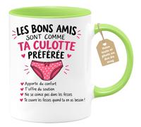 Café-Croissant - Mug Les Bons Amis Comme Ta Culotte Préférée - Vert/Céramiq | Amusant et Confortable, Idéal pour les Bons Amis