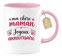 Café-Croissant - Mug Ma Chère Maman Joyeux Anniversaire - Rose/Céramique | Mug en céramique avec message d'anniversaire pour maman