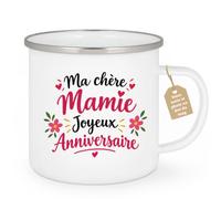 Café-Croissant - Mug Ma Chère Mamie Joyeux Anniversaire - Blanc/Emaille | Mug cadeau pour célébrer l'anniversaire de votre mamie