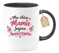 Café-Croissant - Mug Ma Chère Mamie Joyeux Anniversaire - Noir/Céramique | Mug cadeau pour célébrer l'anniversaire de votre mamie