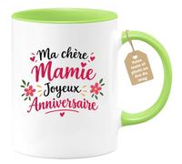 Café-Croissant - Mug Ma Chère Mamie Joyeux Anniversaire - Vert/Céramique | Mug cadeau pour célébrer l'anniversaire de votre mamie