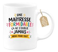 Café-Croissant - Mug Maîtresse Formidable Ça Ne S'oublie Jamais - Blanc/Cér | Remerciement spécial pour une maîtresse inoubliable