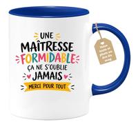 Café-Croissant - Mug Maîtresse Formidable Ça Ne S'oublie Jamais - Bleu/Céra | Remerciement spécial pour une maîtresse inoubliable