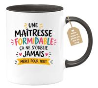 Café-Croissant - Mug Maîtresse Formidable Ça Ne S'oublie Jamais - Noir/Céra | Remerciement spécial pour une maîtresse inoubliable