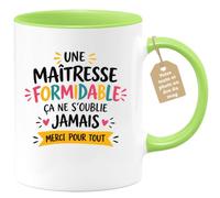 Café-Croissant - Mug Maîtresse Formidable Ça Ne S'oublie Jamais - Vert/Céra | Remerciement spécial pour une maîtresse inoubliable