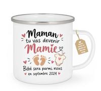 Café-Croissant - Mug Maman Tu Vas Devenir Mamie En Septembre 2024 - Blanc/E | Annonce grossesse amusante pour futures mamies, septembre 2024
