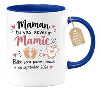 Café-Croissant - Mug Maman Tu Vas Devenir Mamie En Septembre 2024 - Bleu/Cé | Annonce grossesse amusante pour futures mamies, septembre 2024