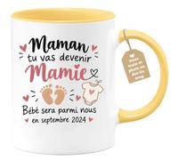 Café-Croissant - Mug Maman Tu Vas Devenir Mamie En Septembre 2024 - Jaune/C | Annonce grossesse amusante pour futures mamies, septembre 2024