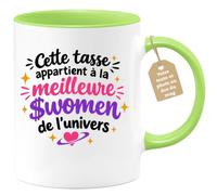 Café-Croissant - Mug Meilleure Journaliste Univers - Vert/Céramique | Mug humoristique avec message personnalisé pour la meilleure Journaliste, idéal pour cadeaux originaux.