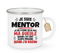 Café-Croissant - Mug Mentor Imagine Que J'ai Raison - Blanc/Emaille | Design humoristique 'Je suis Mentor imagine que j'ai raison'