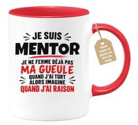 Café-Croissant - Mug Mentor Imagine Que J'ai Raison - Rouge/Céramique | Design humoristique 'Je suis Mentor imagine que j'ai raison'