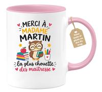 Café-Croissant - Mug Merci À Madame Martin La Plus Chouette Des Maîtresse - | Mug souvenir pour maîtresse avec design remerciement