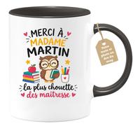 Café-Croissant - Mug Merci À Madame Martin La Plus Chouette Des Maîtresse - | Mug souvenir pour maîtresse avec design remerciement