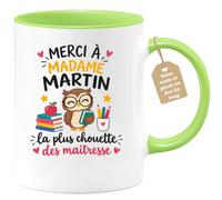 Café-Croissant - Mug Merci À Madame Martin La Plus Chouette Des Maîtresse - | Mug souvenir pour maîtresse avec design remerciement
