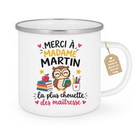 Café-Croissant - Mug Merci À Madame Martin La Plus Chouette Des Maîtresse - | Mug souvenir pour maîtresse avec design remerciement