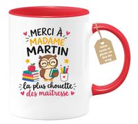 Café-Croissant - Mug Merci À Madame Martin La Plus Chouette Des Maîtresse - | Mug souvenir pour maîtresse avec design remerciement