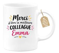 Café-Croissant - Mug Merci D'être La Meilleure Collègue Emma - Blanc/Cérami