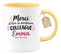 Café-Croissant - Mug Merci D'être La Meilleure Collègue Emma - Jaune/Cérami