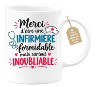Café-Croissant - Mug Merci D'être Une Infirmière Formidable - Blanc/Céramiq | Mug Cadeau Infirmière - Merci Pour Votre Dévouement