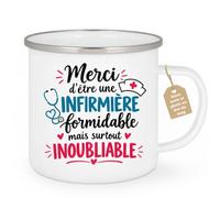 Café-Croissant - Mug Merci D'être Une Infirmière Formidable - Blanc/Emaille | Mug Cadeau Infirmière - Merci Pour Votre Dévouement