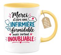 Café-Croissant - Mug Merci D'être Une Infirmière Formidable - Jaune/Céramiq | Mug Cadeau Infirmière - Merci Pour Votre Dévouement