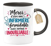 Café-Croissant - Mug Merci D'être Une Infirmière Formidable - Noir/Céramiqu | Mug Cadeau Infirmière - Merci Pour Votre Dévouement