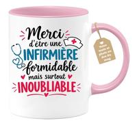 Café-Croissant - Mug Merci D'être Une Infirmière Formidable - Rose/Céramiqu | Mug Cadeau Infirmière - Merci Pour Votre Dévouement