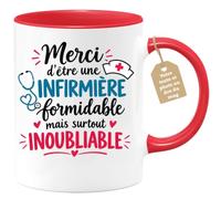 Café-Croissant - Mug Merci D'être Une Infirmière Formidable - Rouge/Céramiq | Mug Cadeau Infirmière - Merci Pour Votre Dévouement