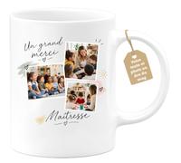 Café-Croissant - Mug Merci Maîtresse Avec Photos Émouvantes - Blanc/Céramiq | Idée Cadeau Pour Maîtresse Avec Photos Émouvantes