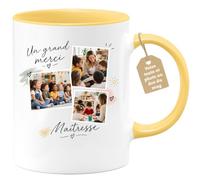 Café-Croissant - Mug Merci Maîtresse Avec Photos Émouvantes - Jaune/Céramiq | Idée Cadeau Pour Maîtresse Avec Photos Émouvantes