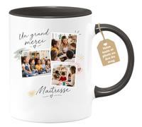 Café-Croissant - Mug Merci Maîtresse Avec Photos Émouvantes - Noir/Céramiqu | Idée Cadeau Pour Maîtresse Avec Photos Émouvantes