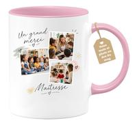 Café-Croissant - Mug Merci Maîtresse Avec Photos Émouvantes - Rose/Céramiqu | Idée Cadeau Pour Maîtresse Avec Photos Émouvantes