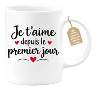 Café-Croissant - Mug Message Romantique Je T'aime Depuis Le Premier Jour - | Mug original avec message romantique pour tous les jours