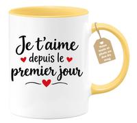 Café-Croissant - Mug Message Romantique Je T'aime Depuis Le Premier Jour - | Mug original avec message romantique pour tous les jours