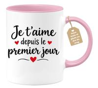 Café-Croissant - Mug Message Romantique Je T'aime Depuis Le Premier Jour - | Mug original avec message romantique pour tous les jours