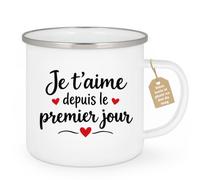 Café-Croissant - Mug Message Romantique Je T'aime Depuis Le Premier Jour - | Mug original avec message romantique pour tous les jours