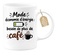 Café-Croissant - Mug Mode Économie D'énergie Besoin De Plus De Café - Blanc | Design humoristique pour les amateurs de café en manque d'énergie