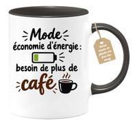 Café-Croissant - Mug Mode Économie D'énergie Besoin De Plus De Café - Noir/ | Design humoristique pour les amateurs de café en manque d'énergie