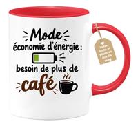 Café-Croissant - Mug Mode Économie D'énergie Besoin De Plus De Café - Rouge | Design humoristique pour les amateurs de café en manque d'énergie