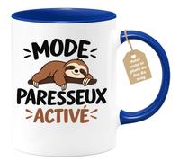 Café-Croissant - Mug Mode Paresseux Activé Pour Moments Relax - Bleu/Cérami | Mug amusant pour les amateurs de détente et de café