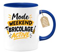 Café-Croissant - Mug Mode Weekend Bricolage Active - Bleu/Céramique | Mug humoristique pour amateurs de bricolage